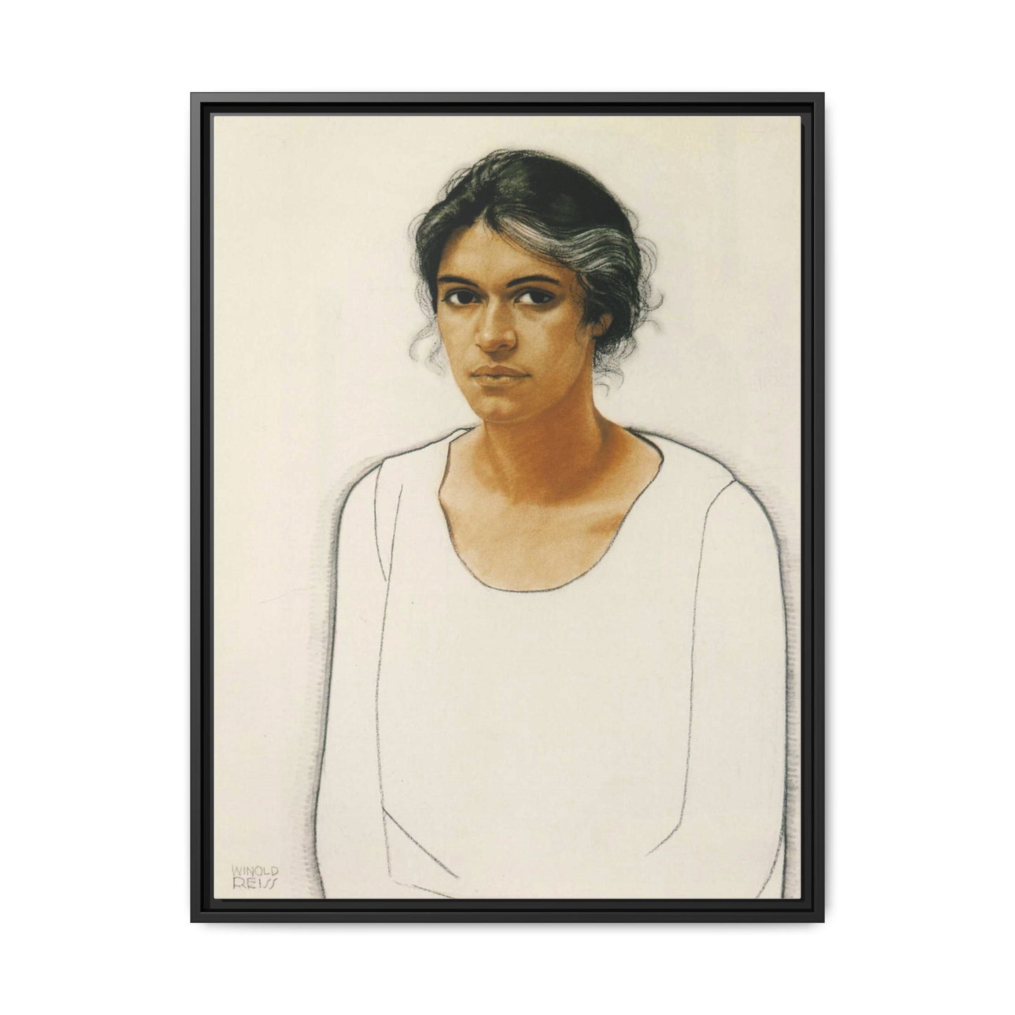 Portrait of a Woman by Winold Reiss Framed Matte Canvas Portrait Print