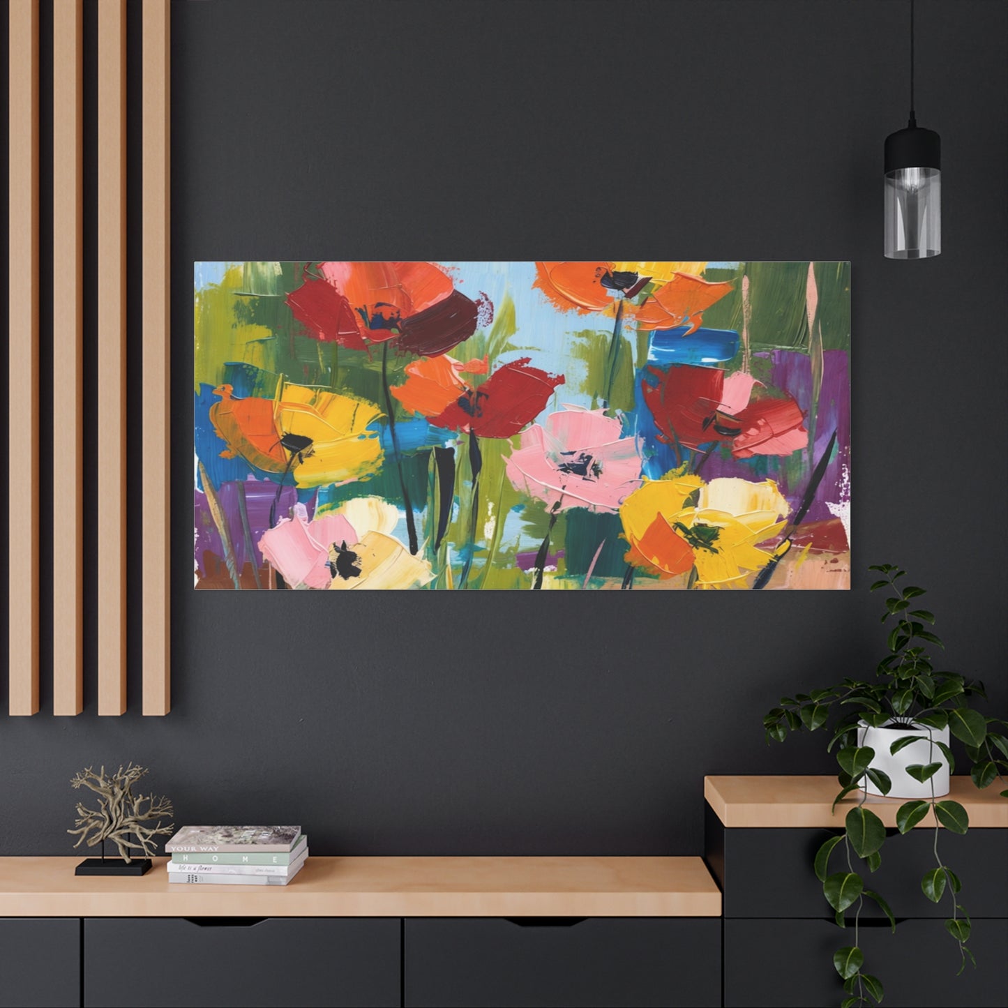 Colorful Abstract Floral Canvas Wall Art — Matte Stretched 1.25"
