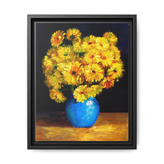 Yellow Daisy Bouquet Matte Canvas Framed Wall Art