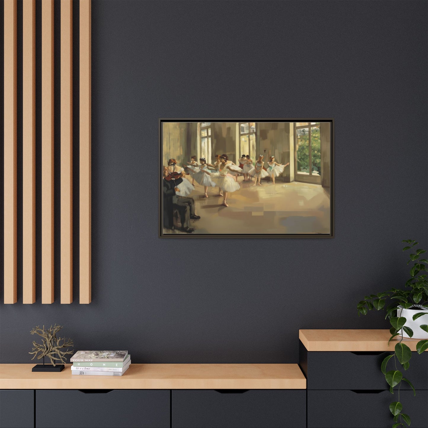 Framed Matte Canvas Print — Ballet Class Scene (Impressionist Dancers)