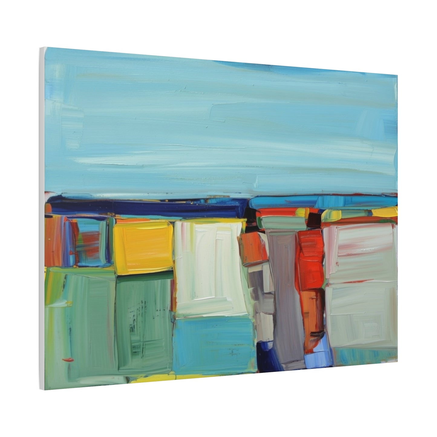 Abstract Coastal Landscape Canvas Print — Colorful Modern Seascape Wall Art