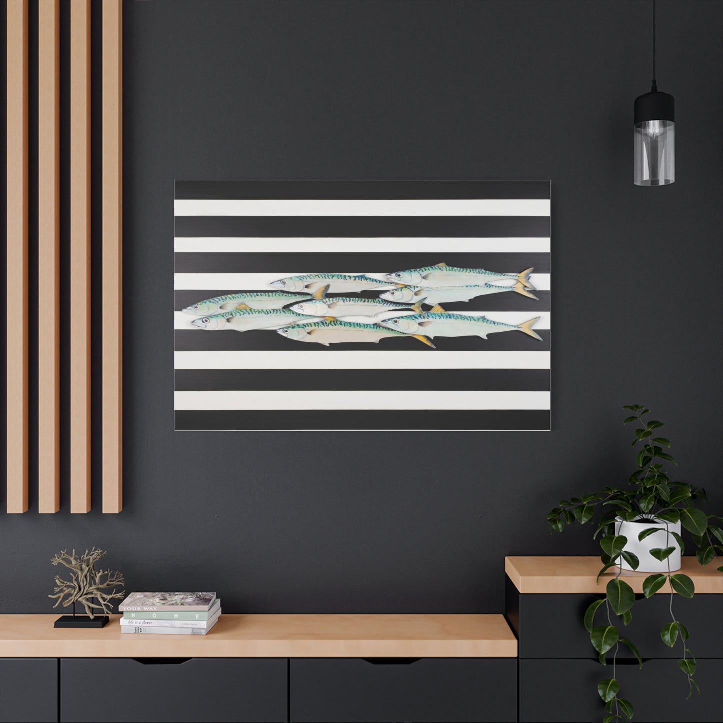 Striped Mackerel School Matte Canvas Print