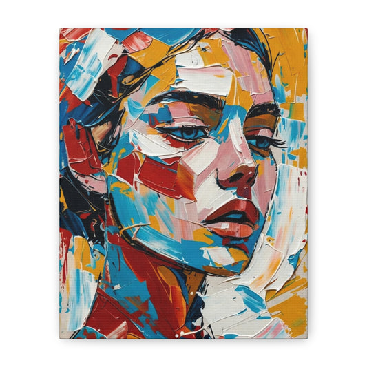 Abstract Colorful Portrait Matte Canvas Print — Modern Stretched Wall Art