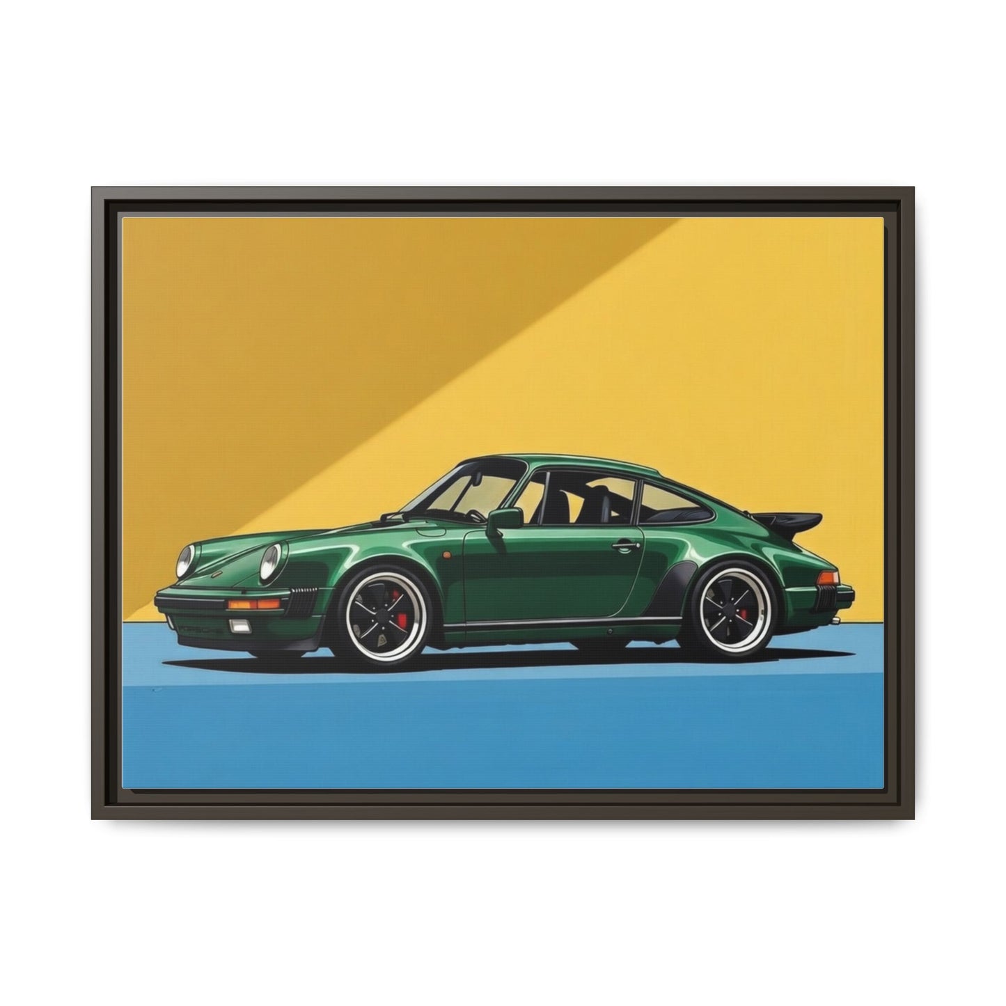 Framed Matte Canvas — Green Sports Car Wall Art