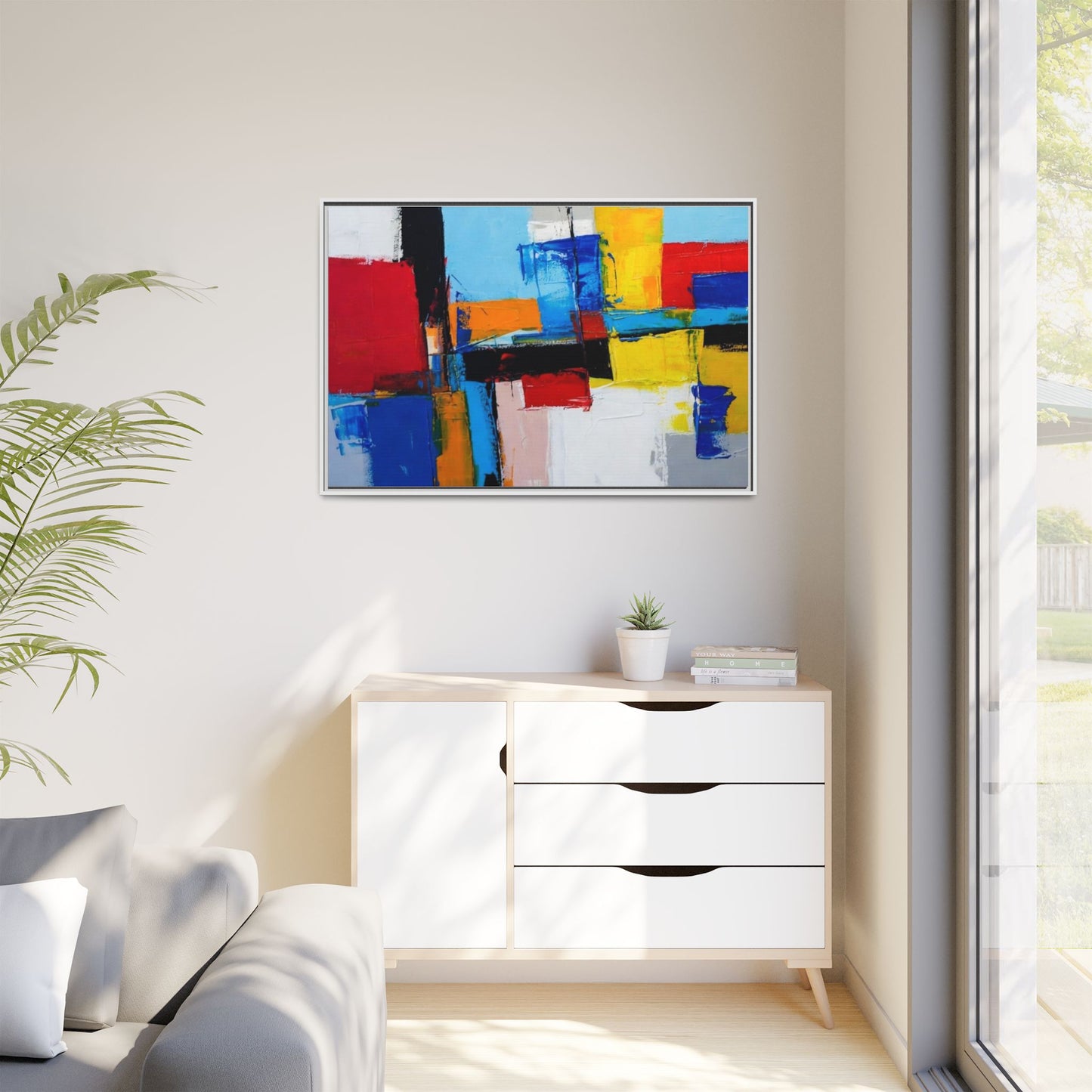 Abstract Color Block Matte Canvas Framed Wall Art