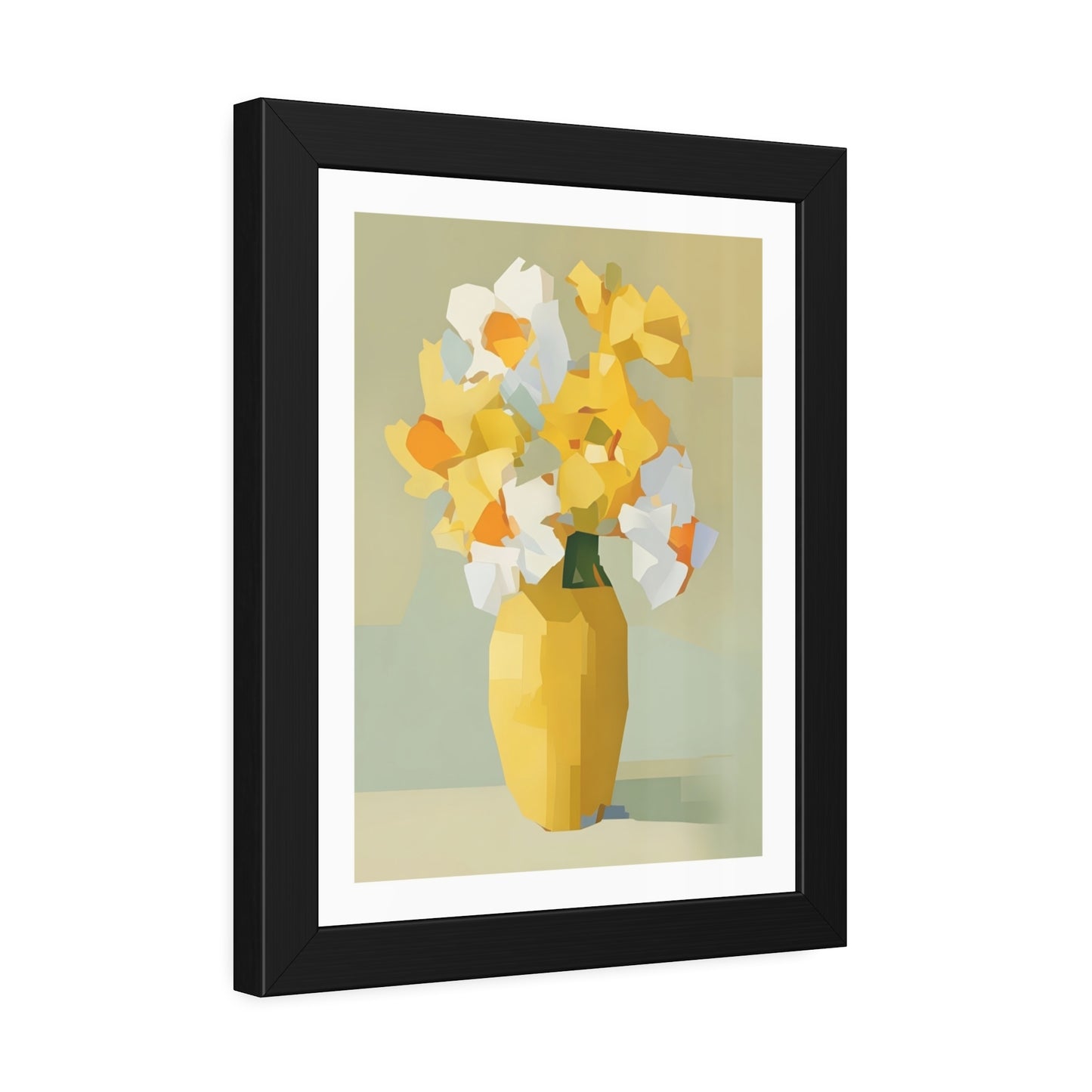 Framed Poster — Yellow Floral Vase Wall Art (Modern Abstract Bouquet)