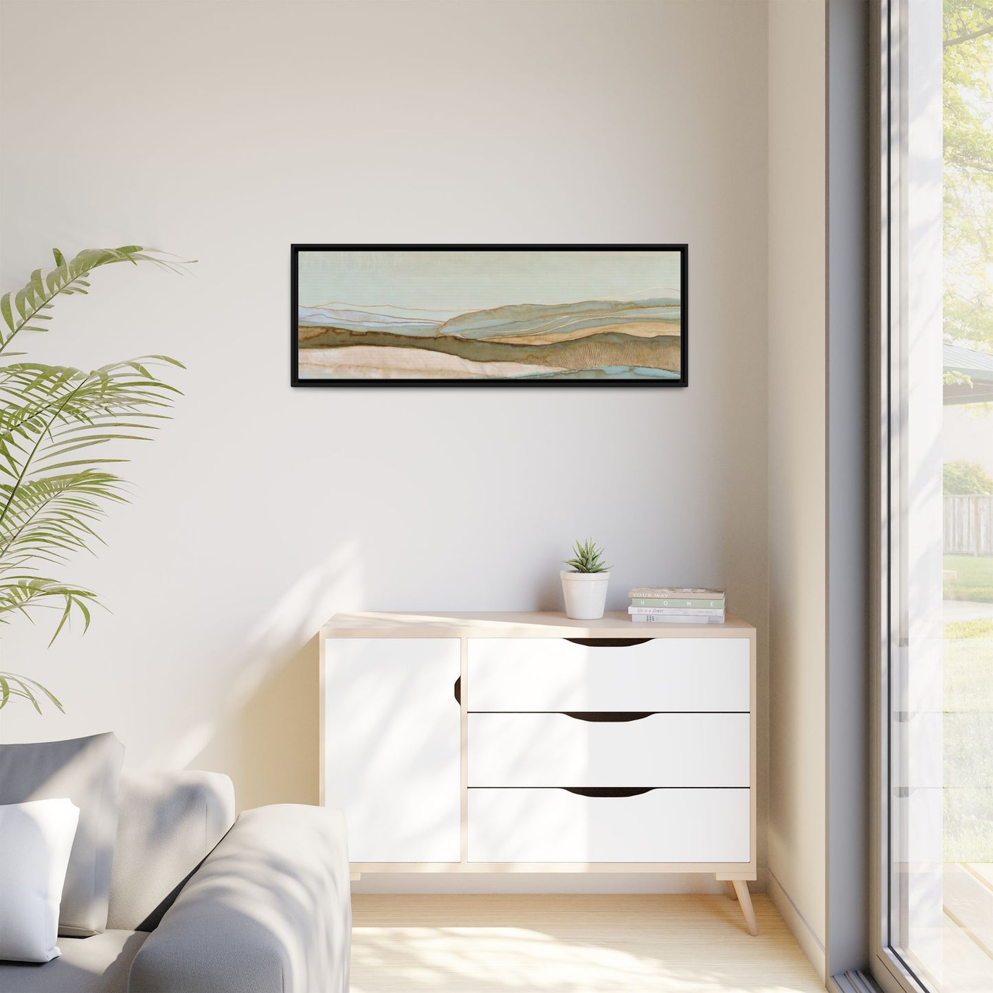 Framed Matte Canvas Coastal Abstract Landscape Wall Art