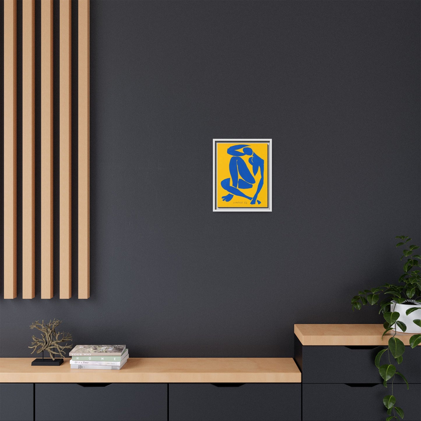 Abstract Blue Nude Matte Canvas Wall Art, Framed