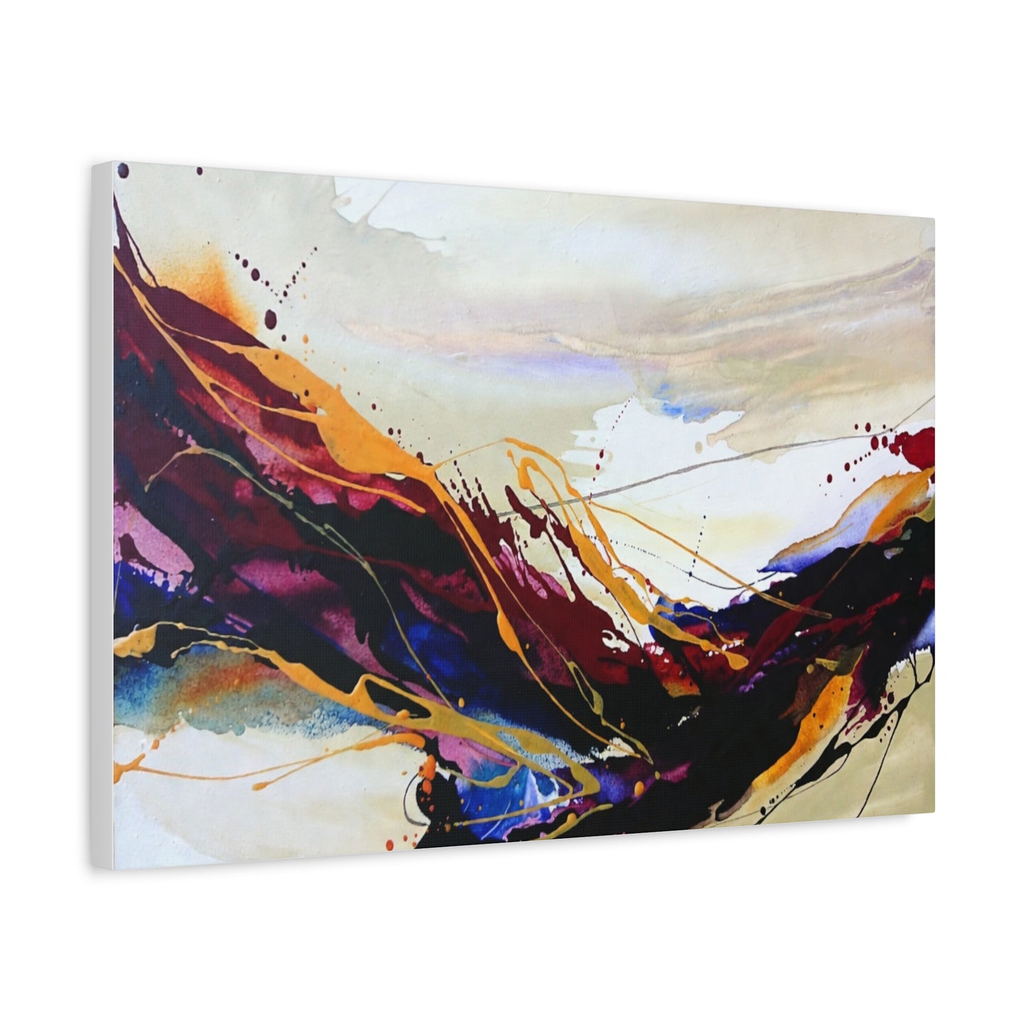 Abstract Color Flow Matte Stretched Canvas – Vibrant Modern Wall Art