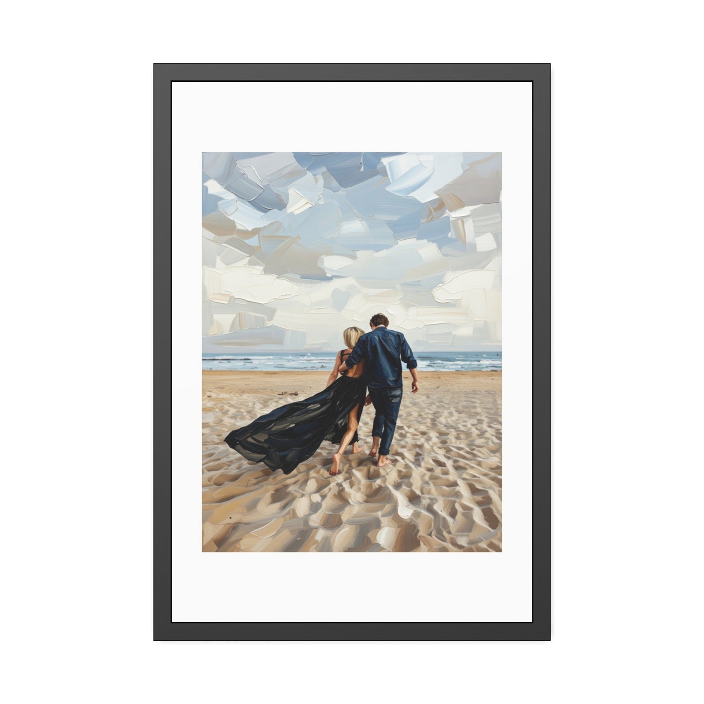 Framed Poster — Romantic Beach Couple Art Print