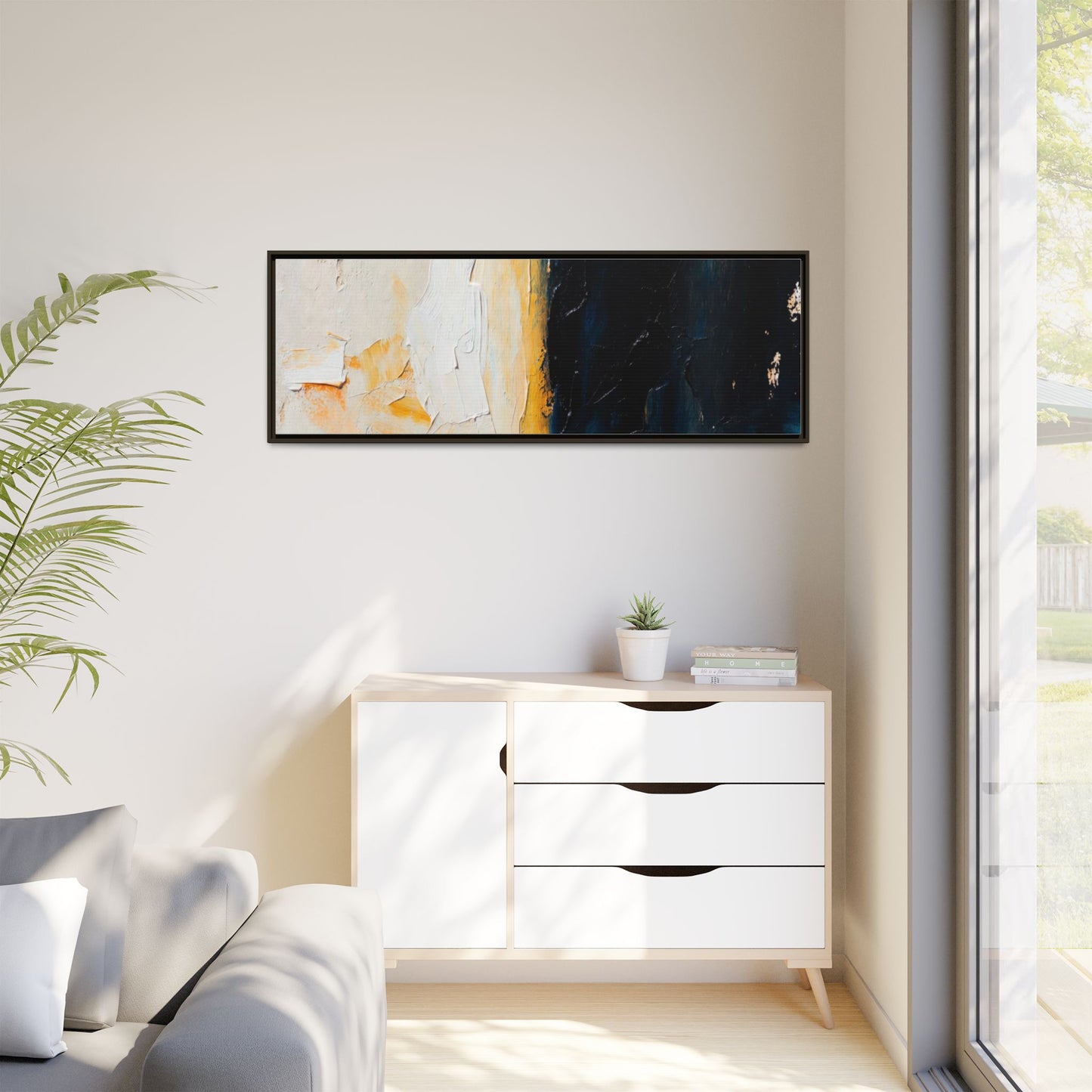 Abstract Coastal Texture Framed Canvas Art — Matte Multi-Color Wall Print