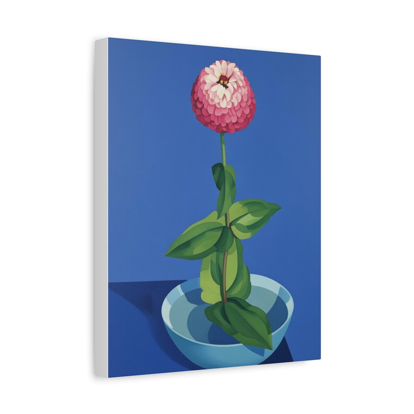 Pink Zinnia Still Life Matte Canvas Wall Art — Stretched 1.25"