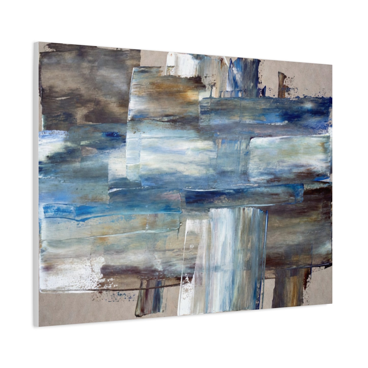 Abstract Blue Waterfall Matte Canvas Wall Art, Stretched 1.25"
