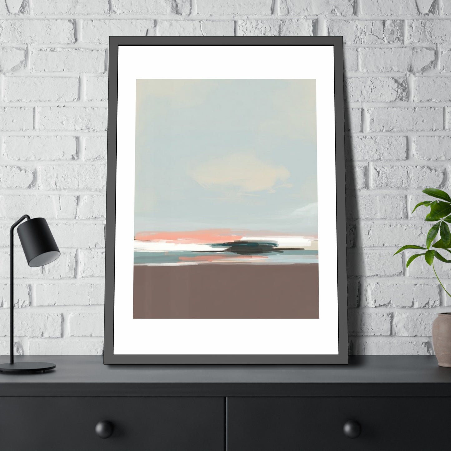 Abstract Seaside Framed Art Print — Minimal Coastal Poster