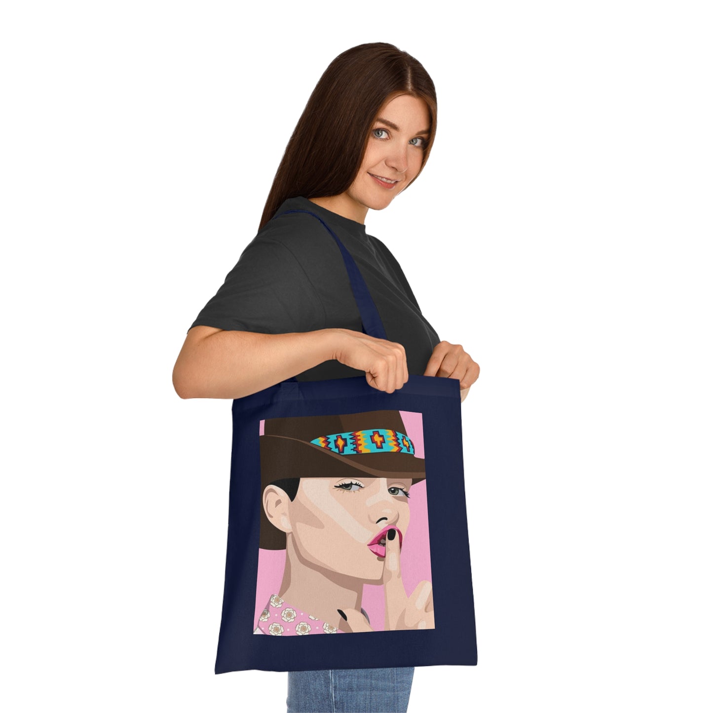 Pop Art Woman Tote Bag — Stylish Retro Portrait Cotton Shopper