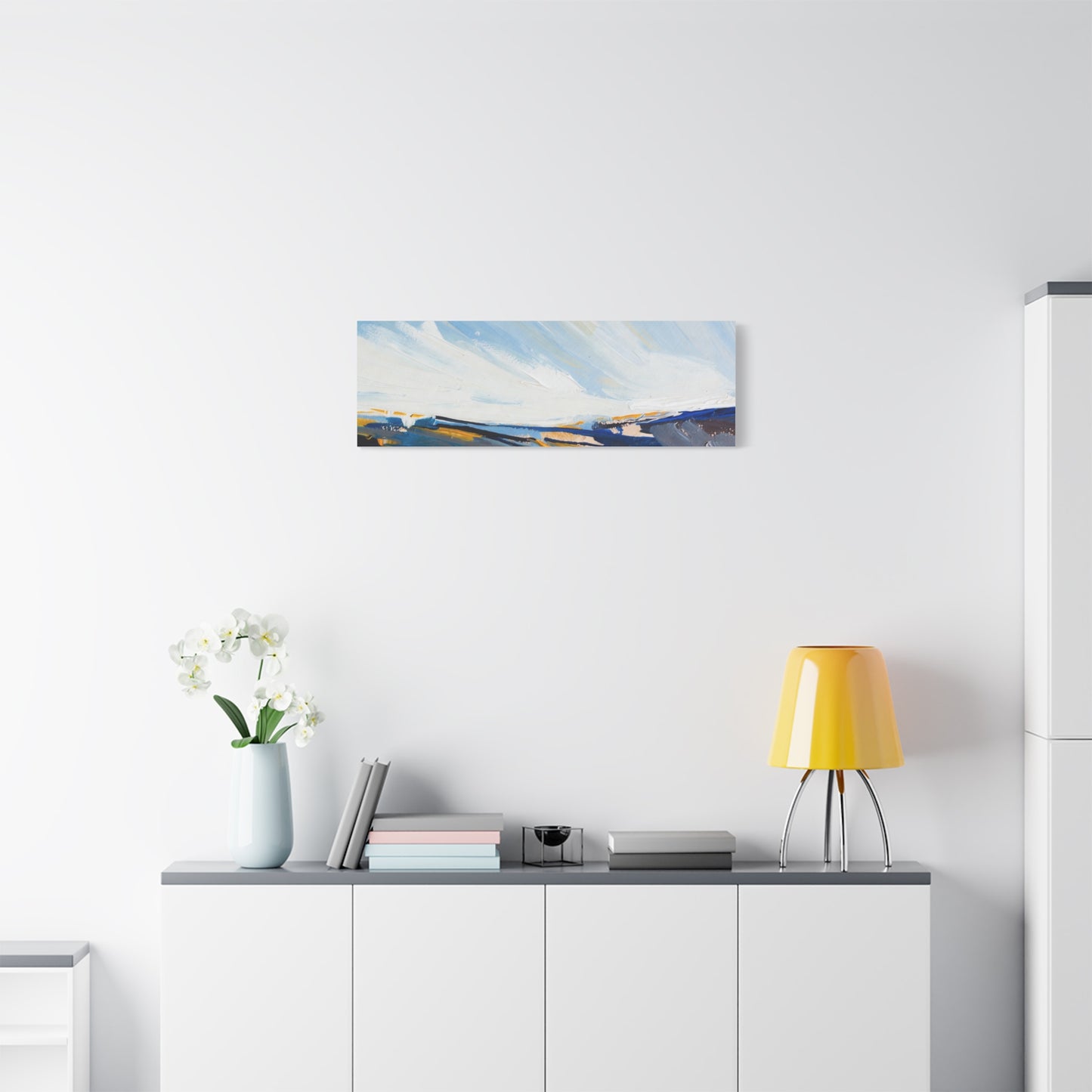 Abstract Coastal Landscape Canvas Print — Blue Sky Seascape Wall Art