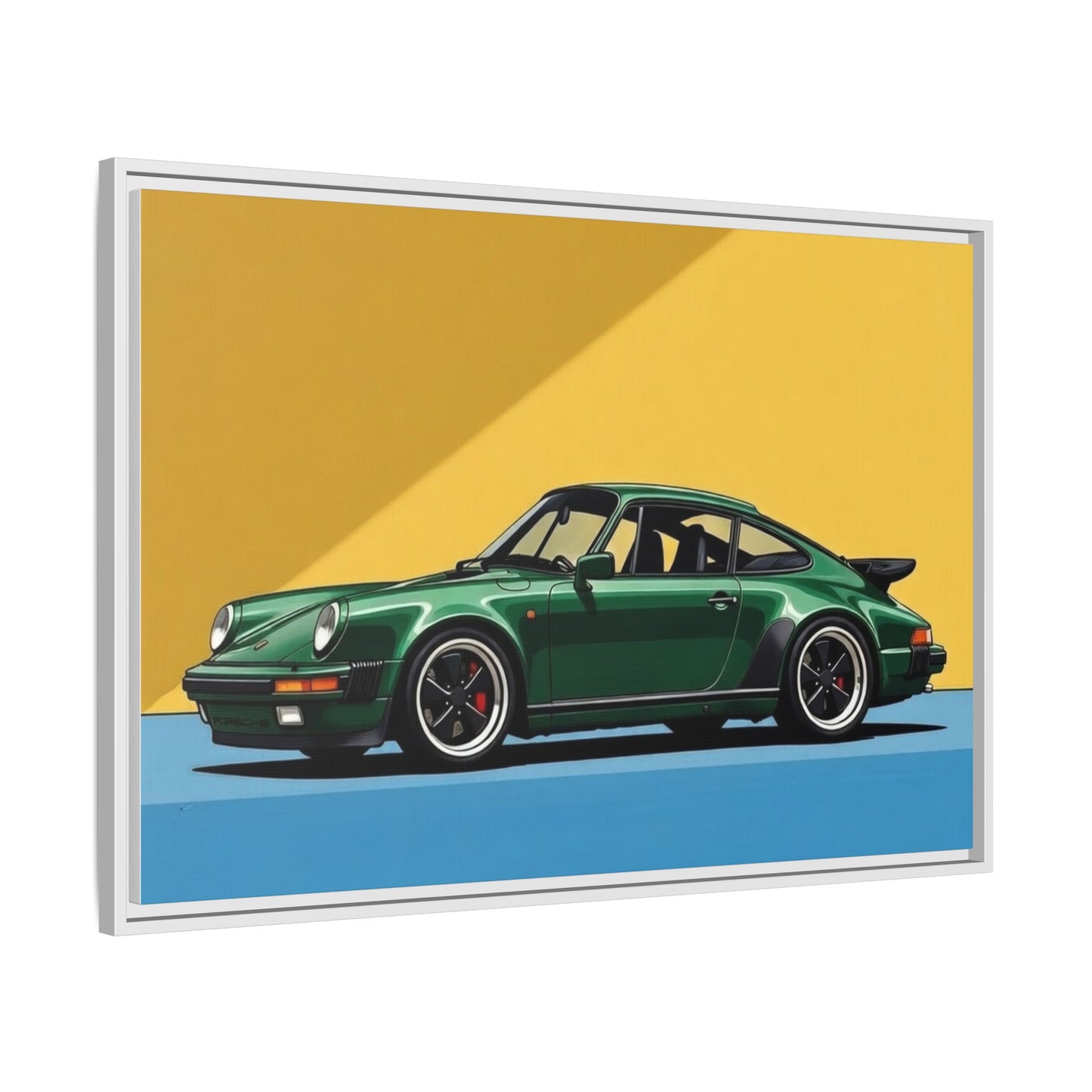 Framed Matte Canvas — Green Sports Car Wall Art