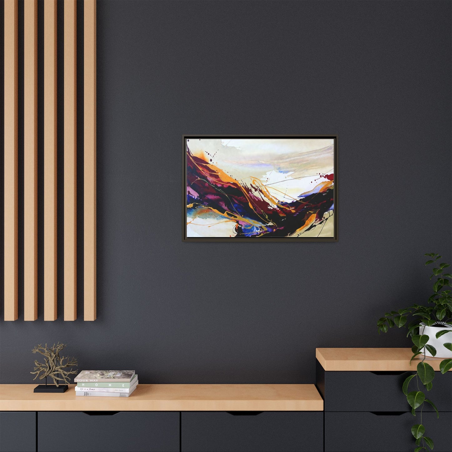 Abstract Flow Matte Canvas Framed Wall Art