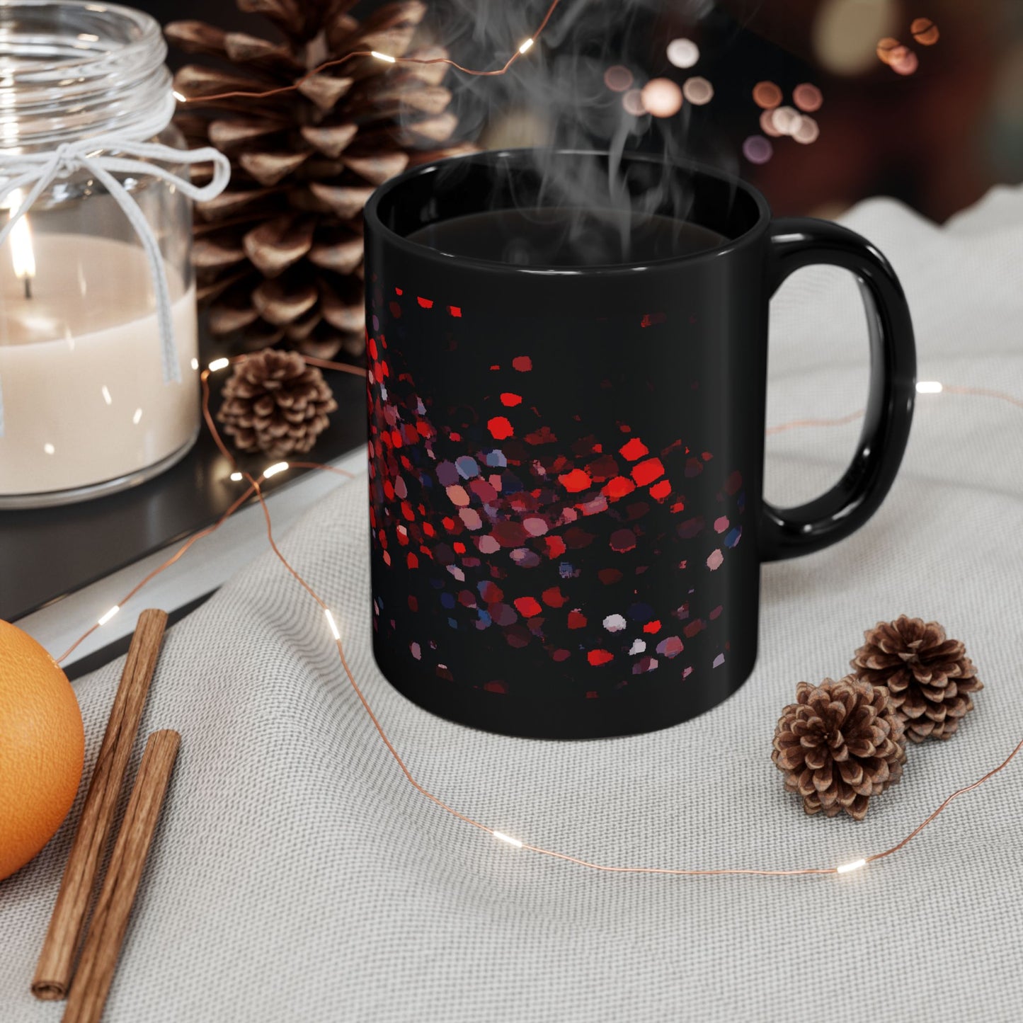 Red Mosaic Sparkle Black Coffee Mug – 11oz & 15oz
