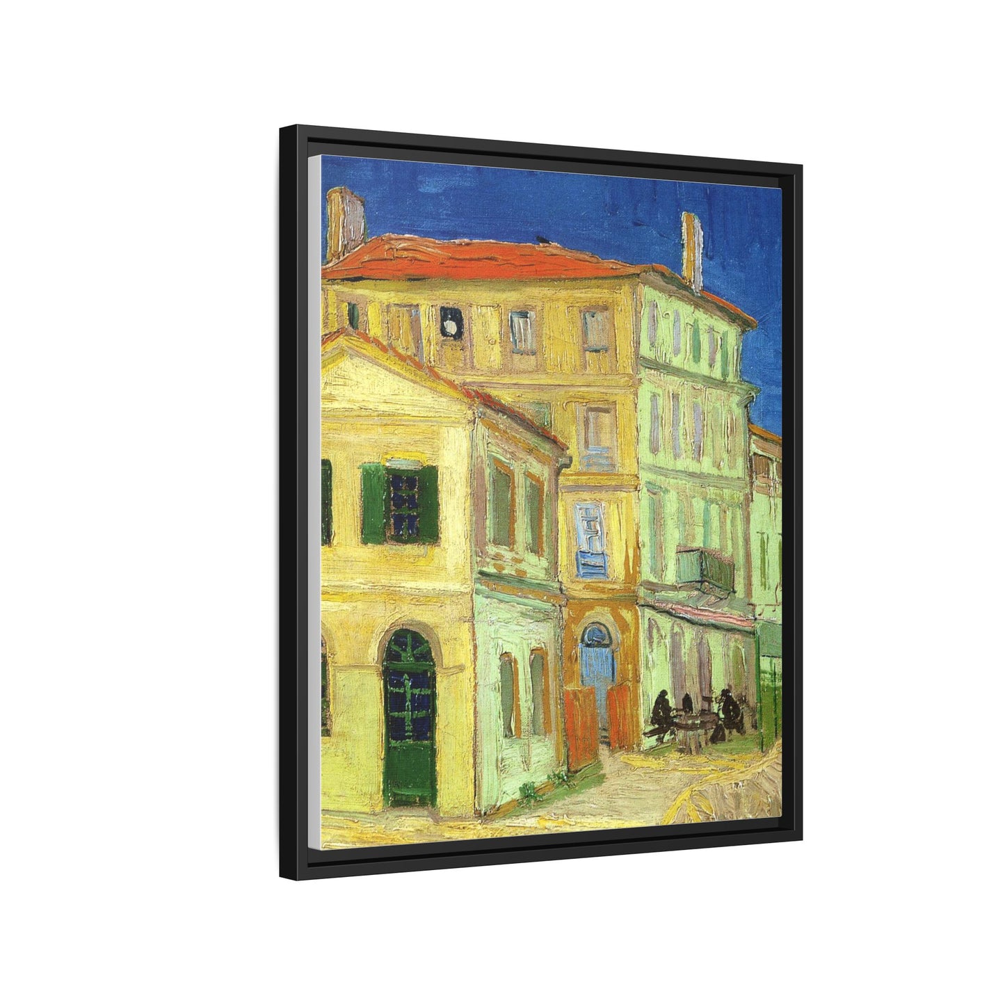 Mediterranean Street Scene Matte Canvas Framed Wall Art