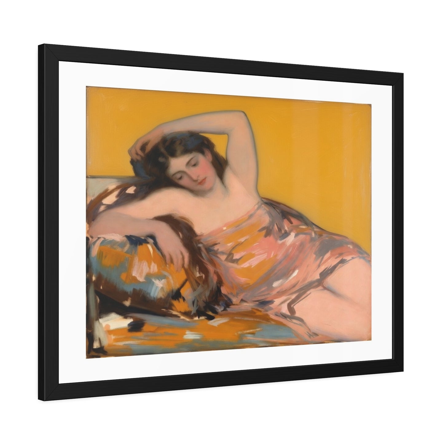 Framed Art Poster — Vintage Reclining Woman Print, Museum-Style Wall Art