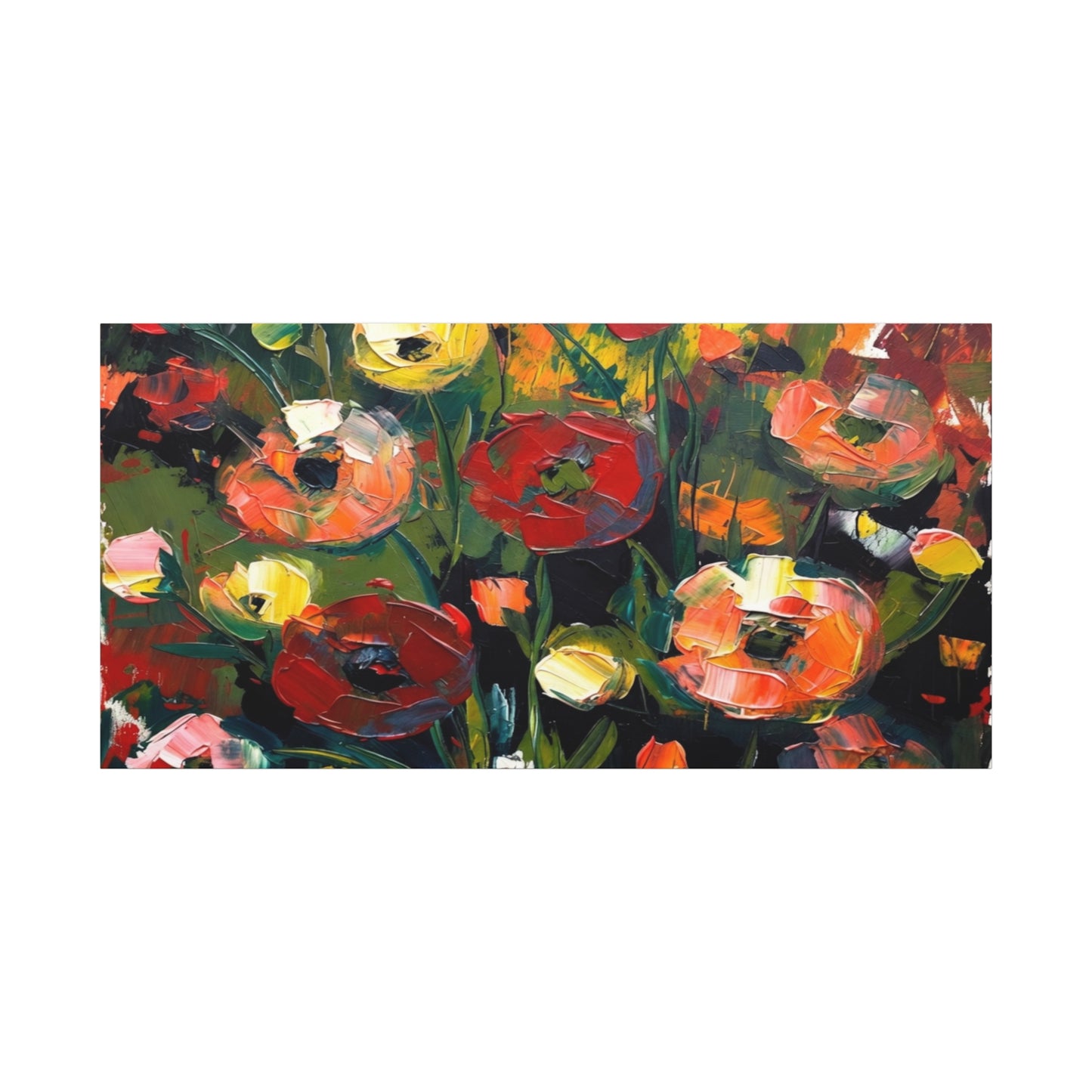 Bold Floral Abstract Canvas Print — Colorful Poppy Wall Art, Matte Stretched 1.25"