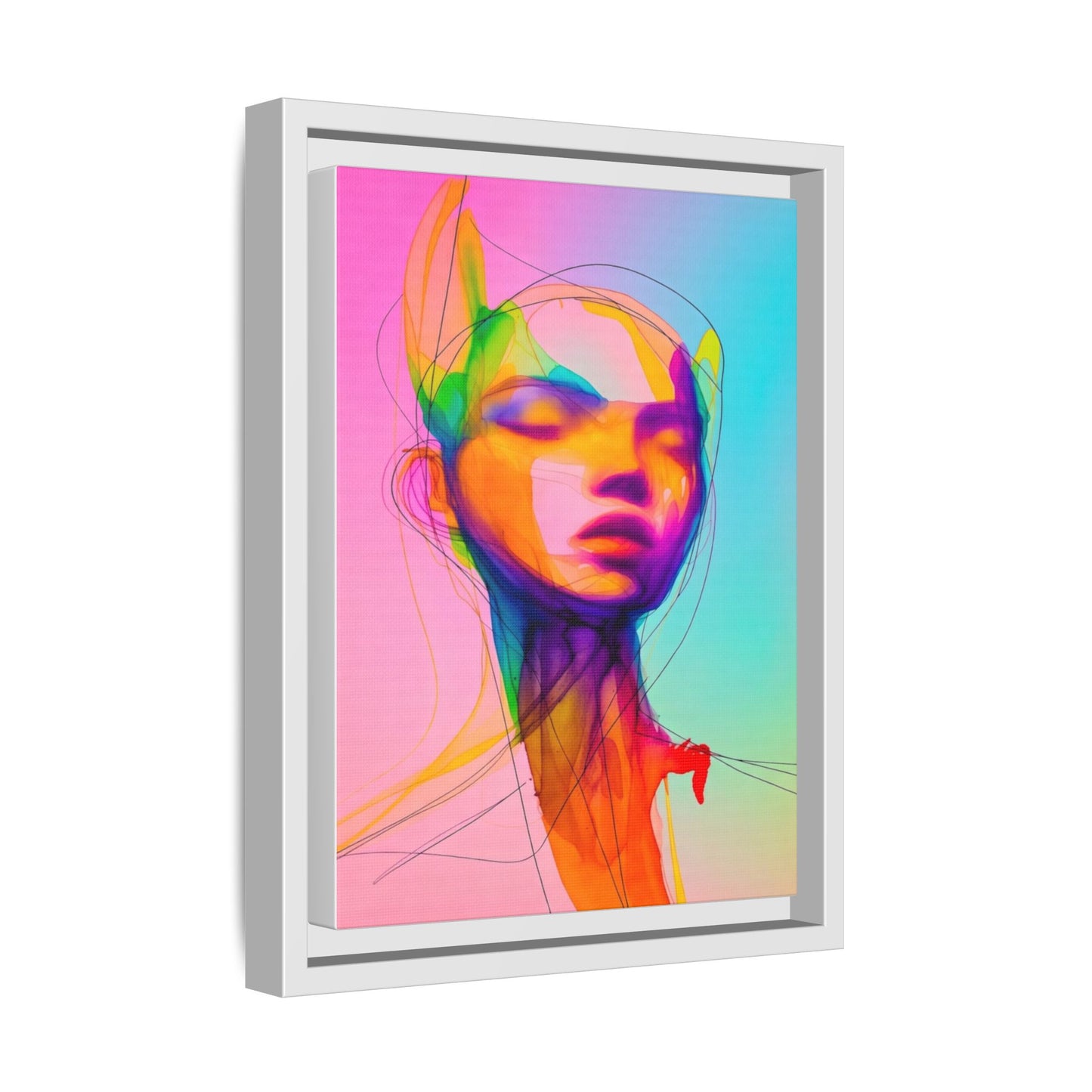 Framed Matte Canvas Art — Vibrant Abstract Portrait Wall Print