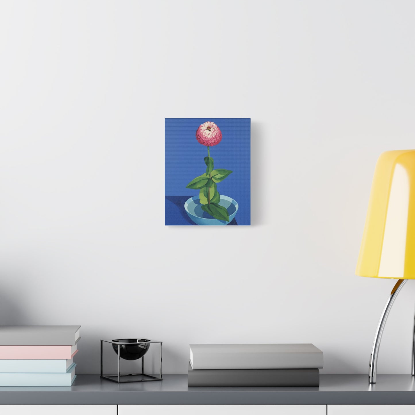 Pink Zinnia Still Life Matte Canvas Wall Art — Stretched 1.25"