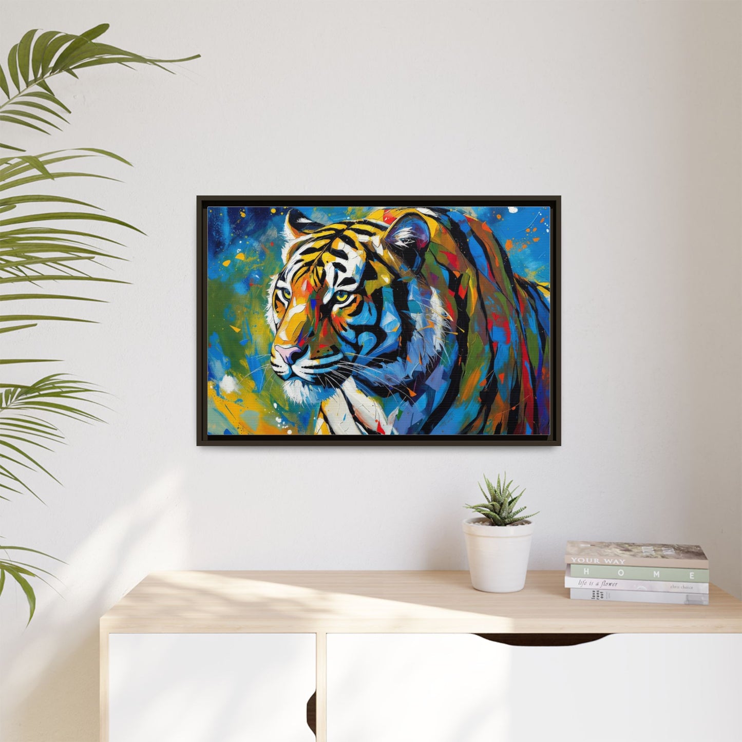 Colorful Tiger Matte Canvas Framed Art — Vibrant Wildlife Wall Decor