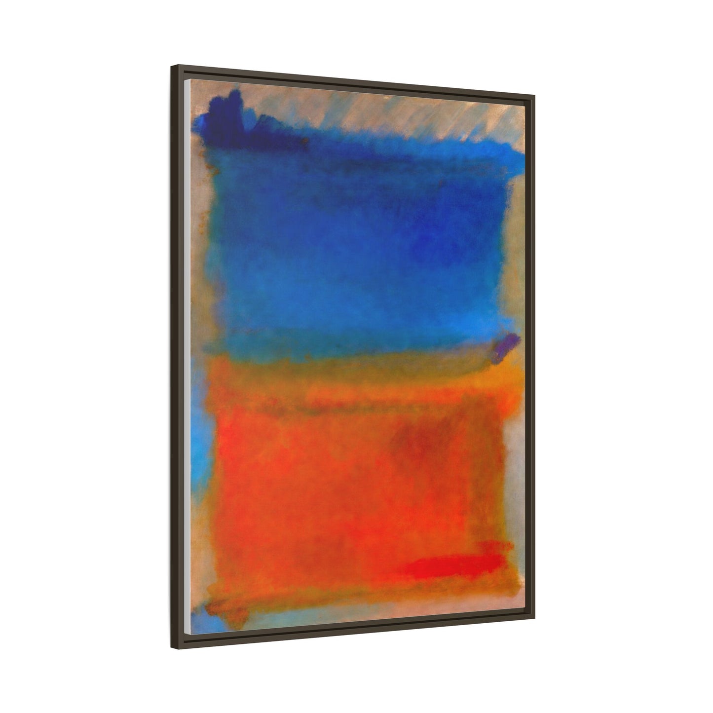 Abstract Color Block Matte Canvas Framed Wall Art — Blue & Orange Modern Painting