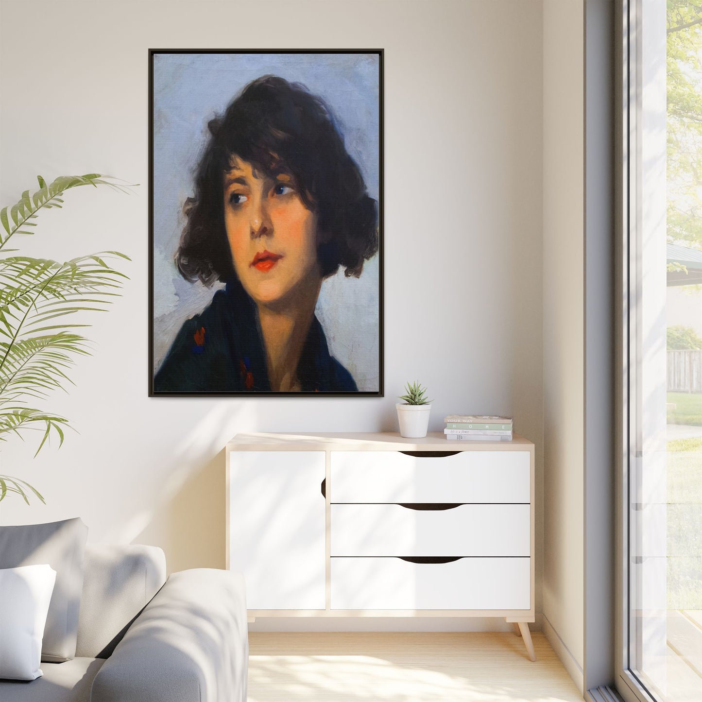 Mulher do chale verde (cropped) by Cyprien Eugene Boulet Framed Matte Canvas Print