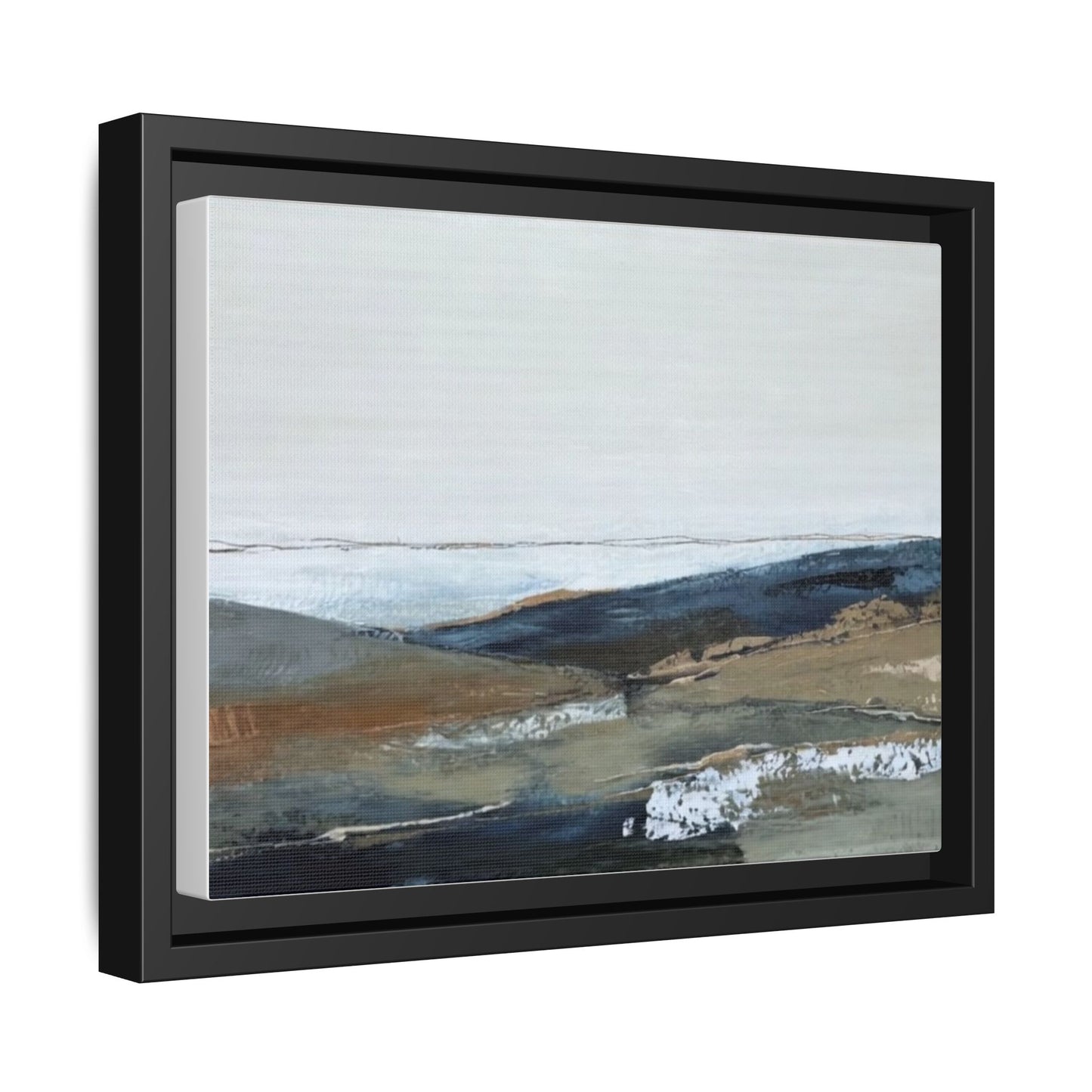 Framed Matte Canvas Wall Art — Serene Coastal Abstract Landscape