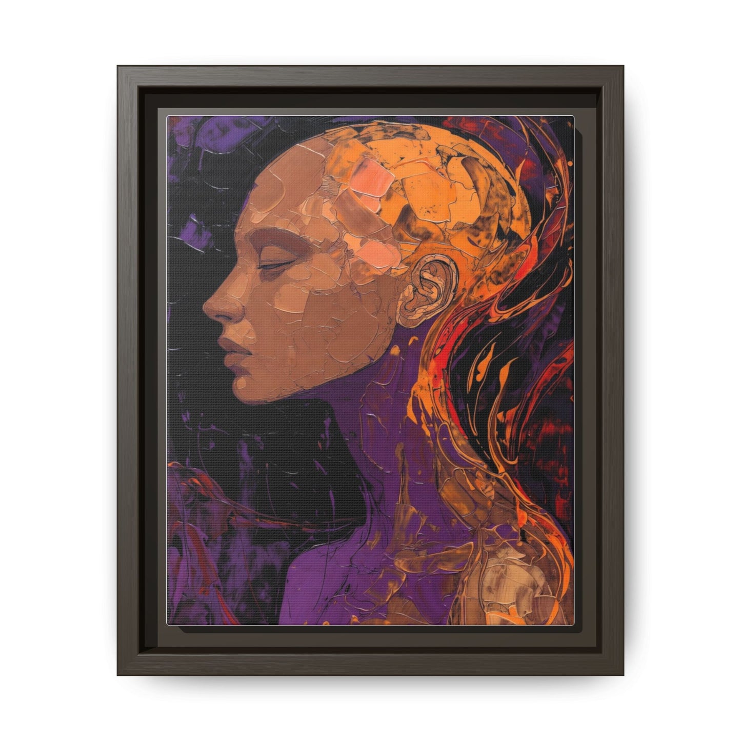 Abstract Profile Portrait Matte Framed Canvas — Multicolor Feminine Art Print