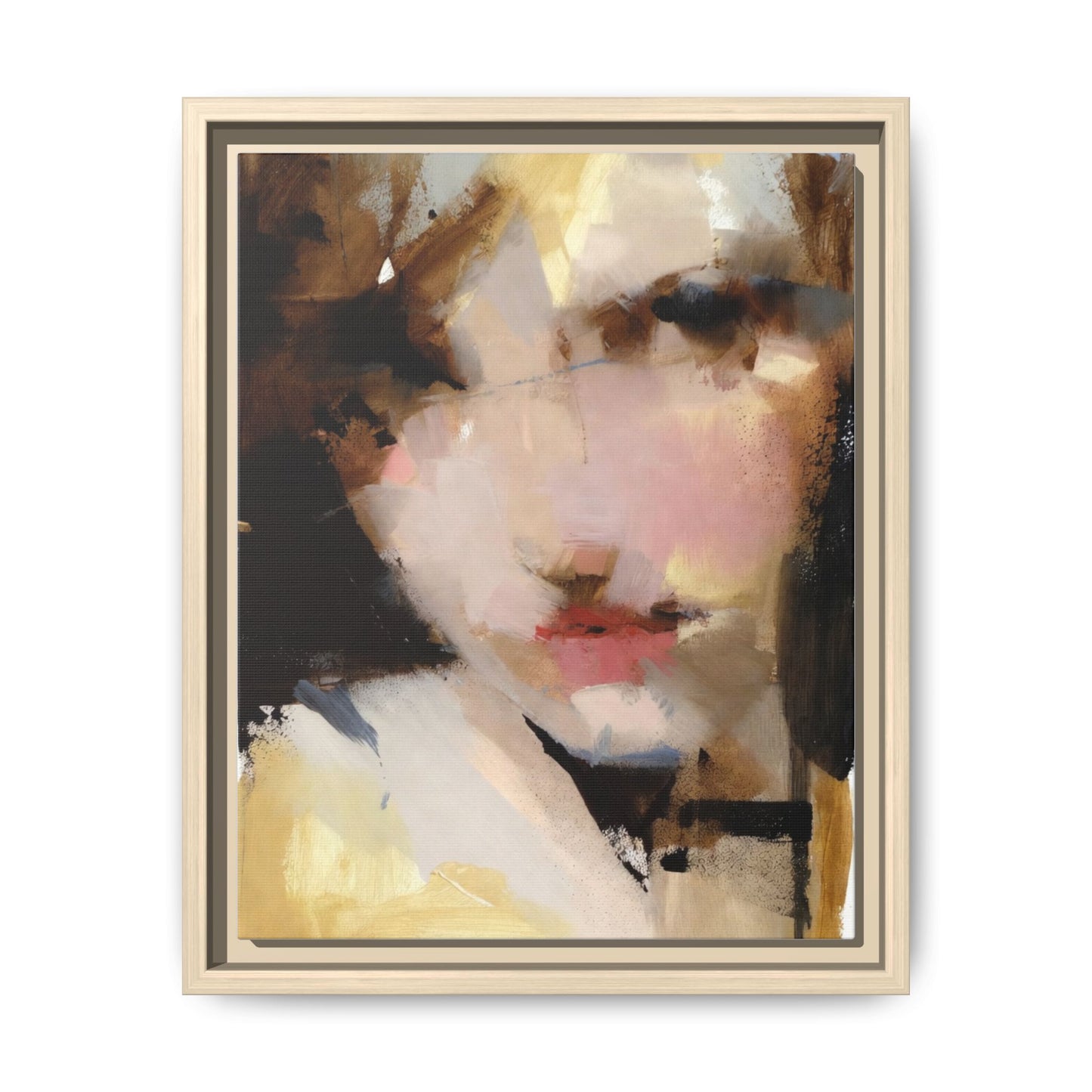Abstract Portrait Matte Canvas Framed Print — Modern Feminine Wall Art
