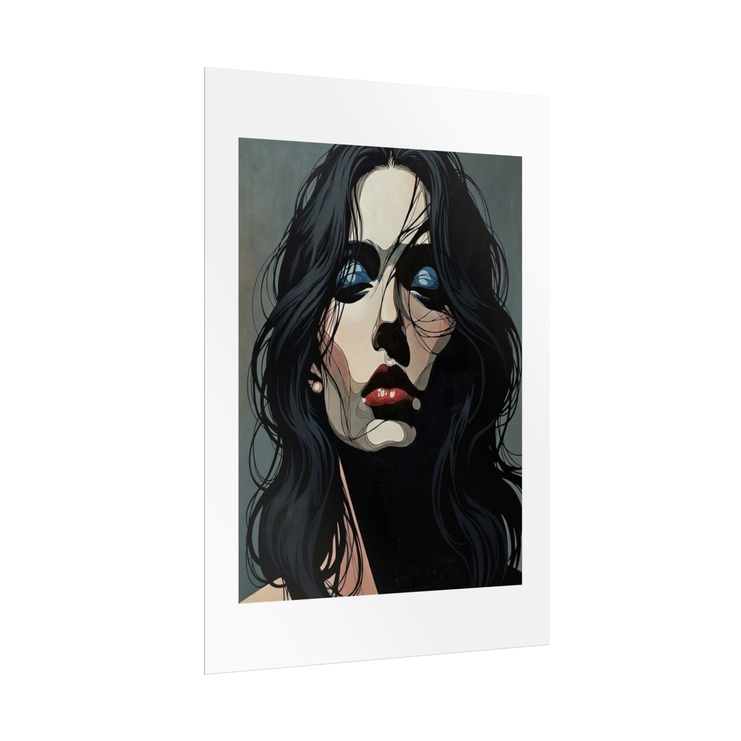 Rolled Poster — Moody Portrait Art Print (Dark Femme, Blue Eyeshadow)