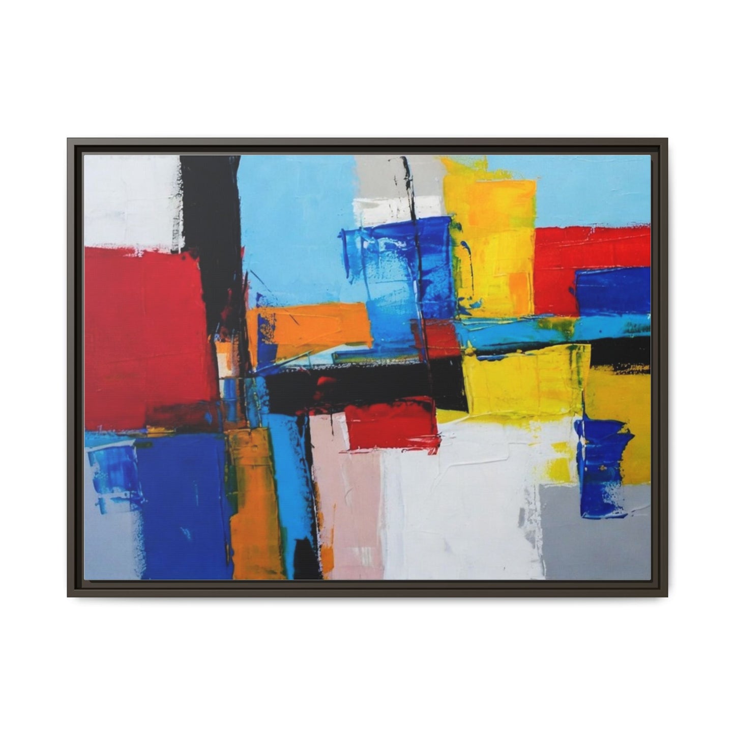 Abstract Color Block Matte Canvas Framed Wall Art