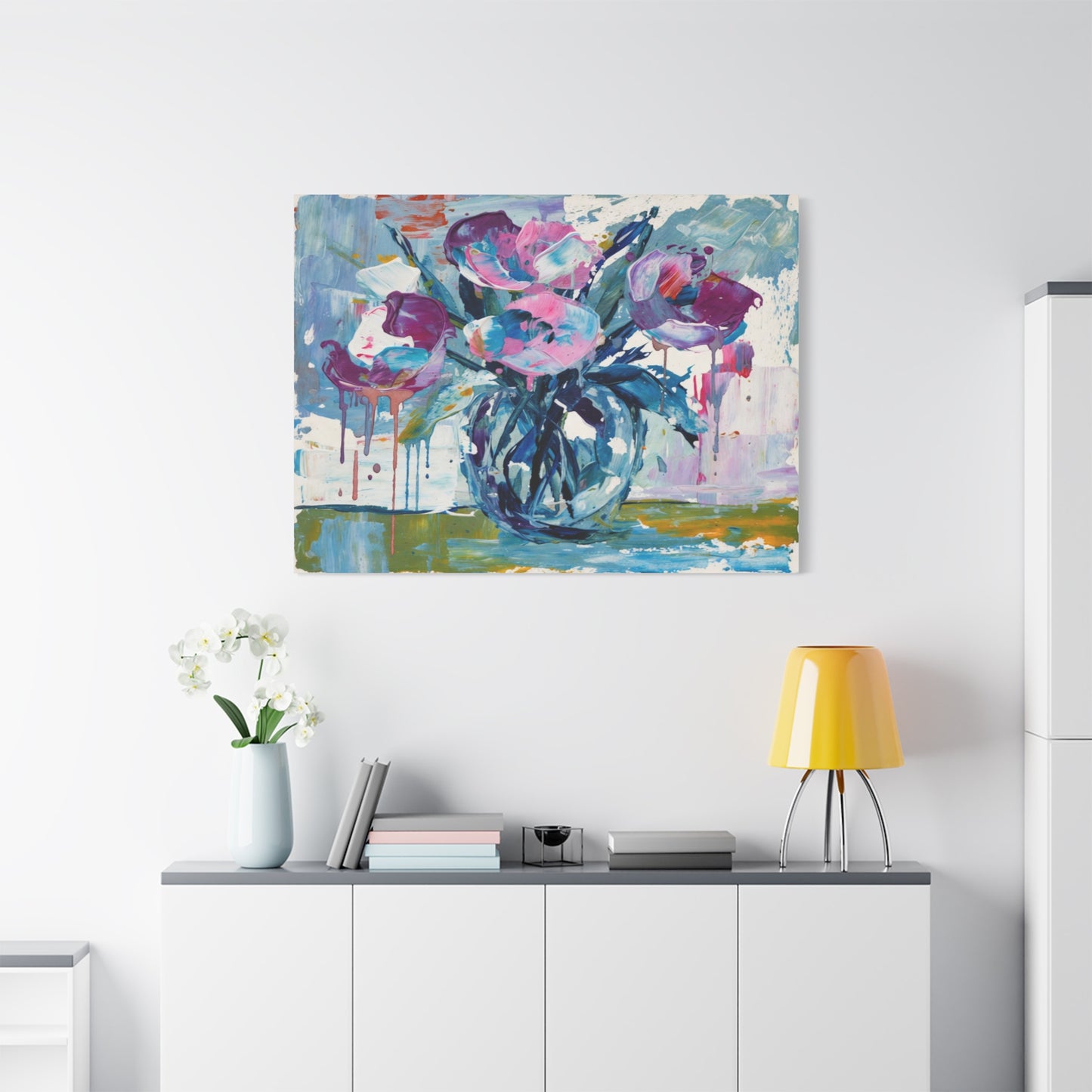 Abstract Floral Canvas Wall Art — Colorful Bouquet Matte Stretched Canvas
