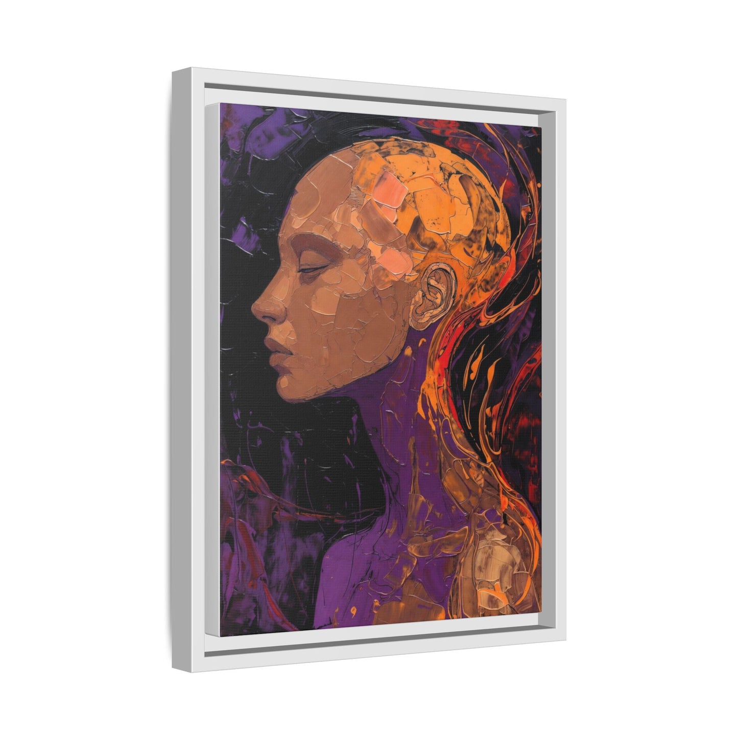 Abstract Profile Portrait Matte Framed Canvas — Multicolor Feminine Art Print