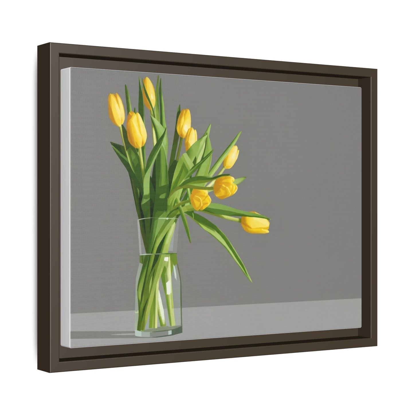 Framed Matte Canvas Art — Yellow Tulip Vase Wall Print