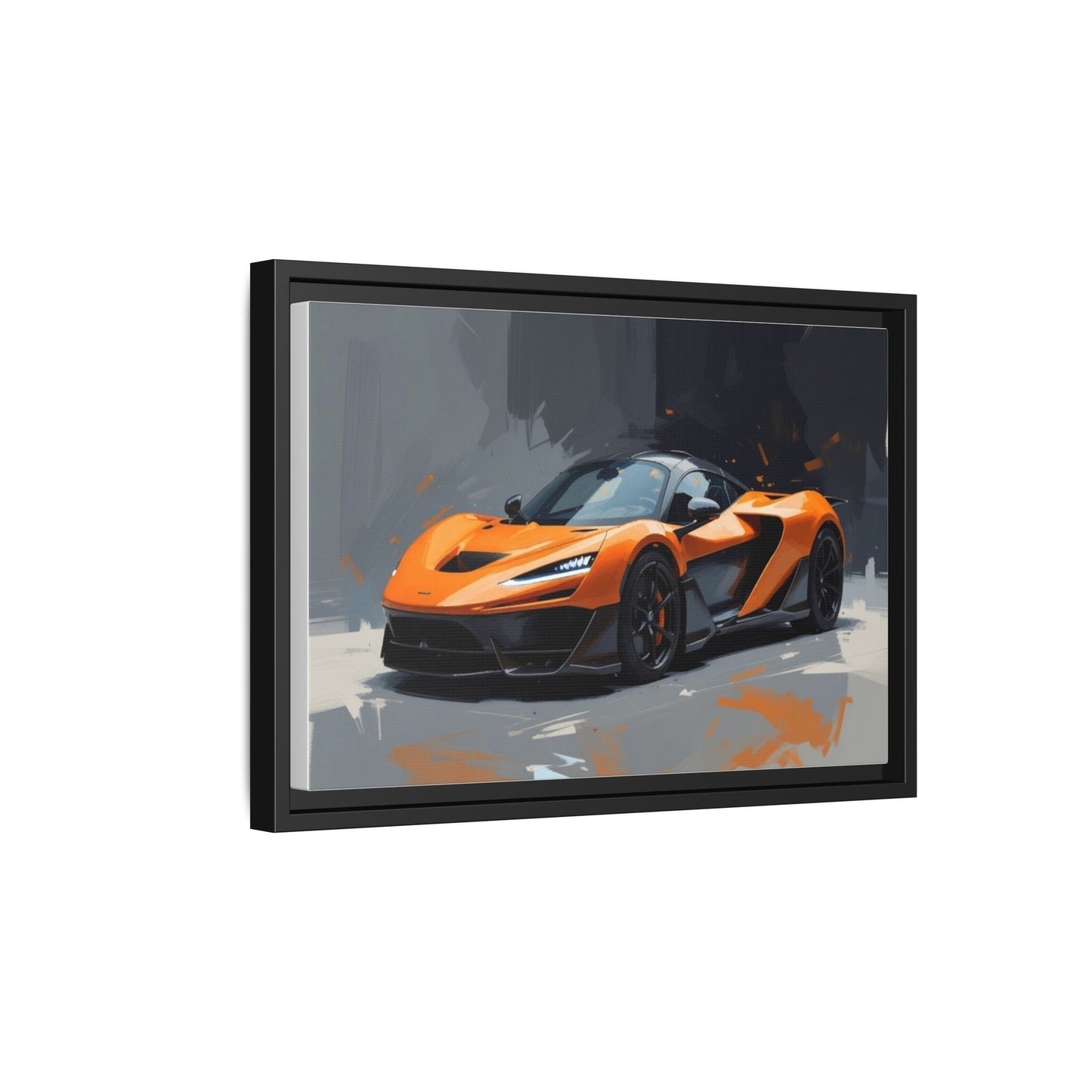 Framed Matte Canvas — Orange Sports Car Print