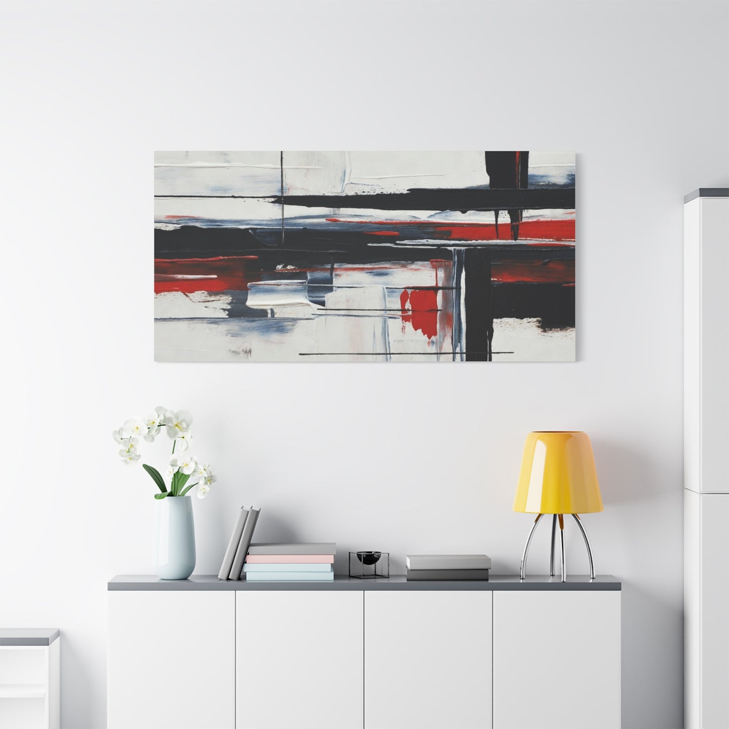 Abstract Red & Black Modern Canvas Art — Matte Stretched 1.25"