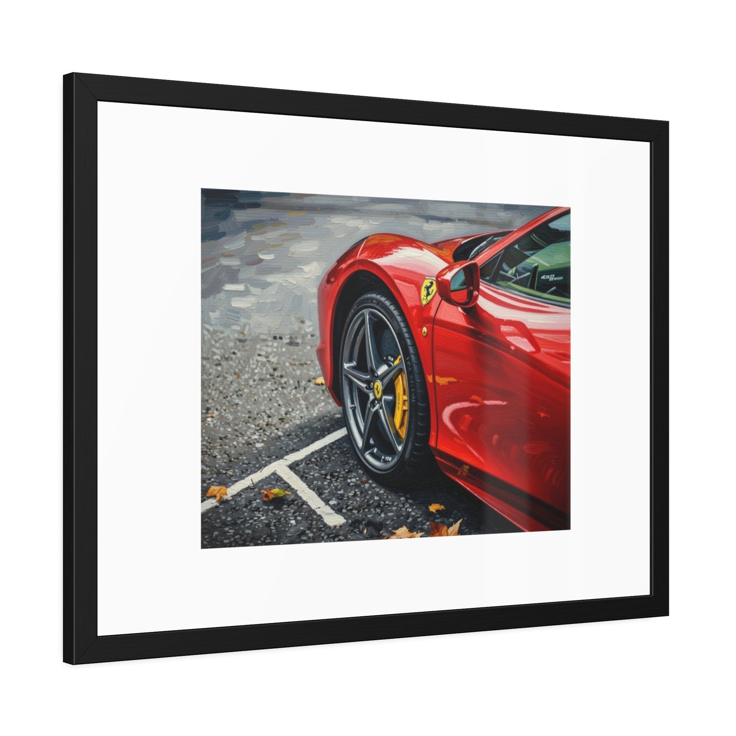 Framed Poster - Red Sports Car Photo, Modern Automotive Wall Art