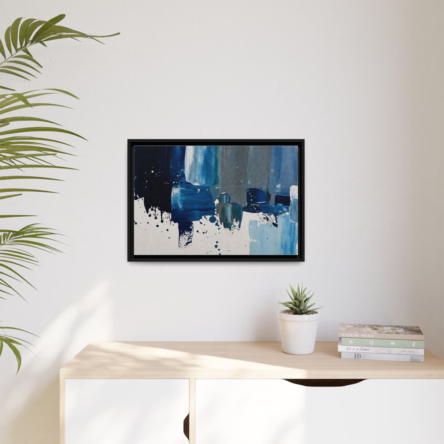 Abstract Blue Ocean Matte Canvas Framed Wall Art