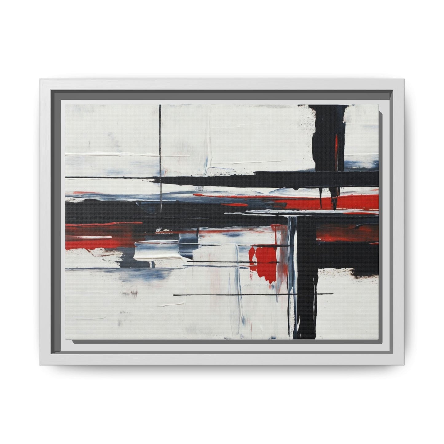 Abstract Red & Black Framed Canvas Art — Modern Matte Wall Painting