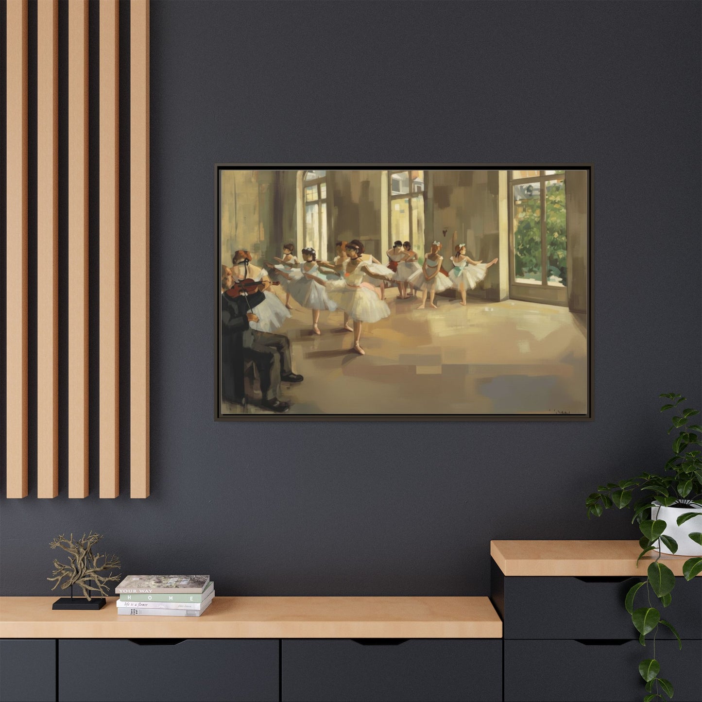 Framed Matte Canvas Print — Ballet Class Scene (Impressionist Dancers)