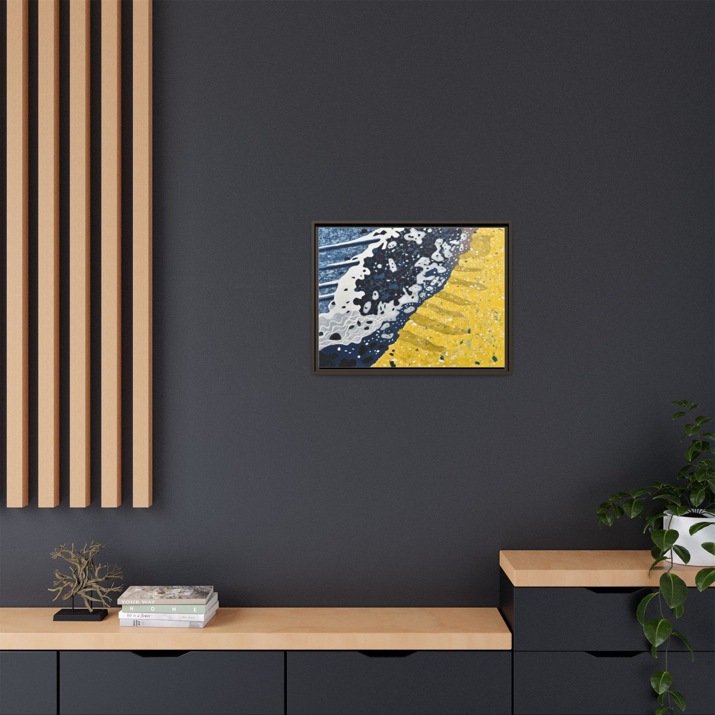 Framed Abstract Ocean & Sand Matte Canvas Print