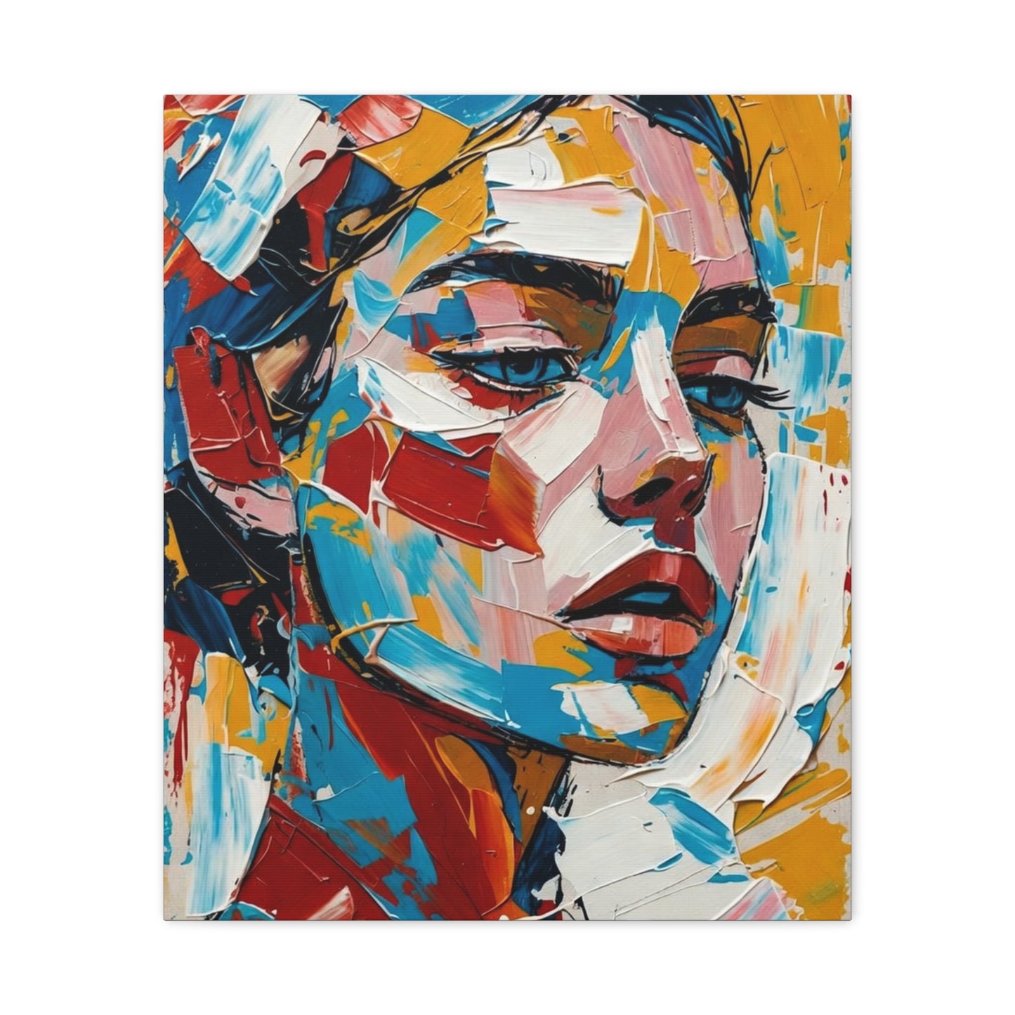 Abstract Colorful Portrait Matte Canvas Print — Modern Stretched Wall Art