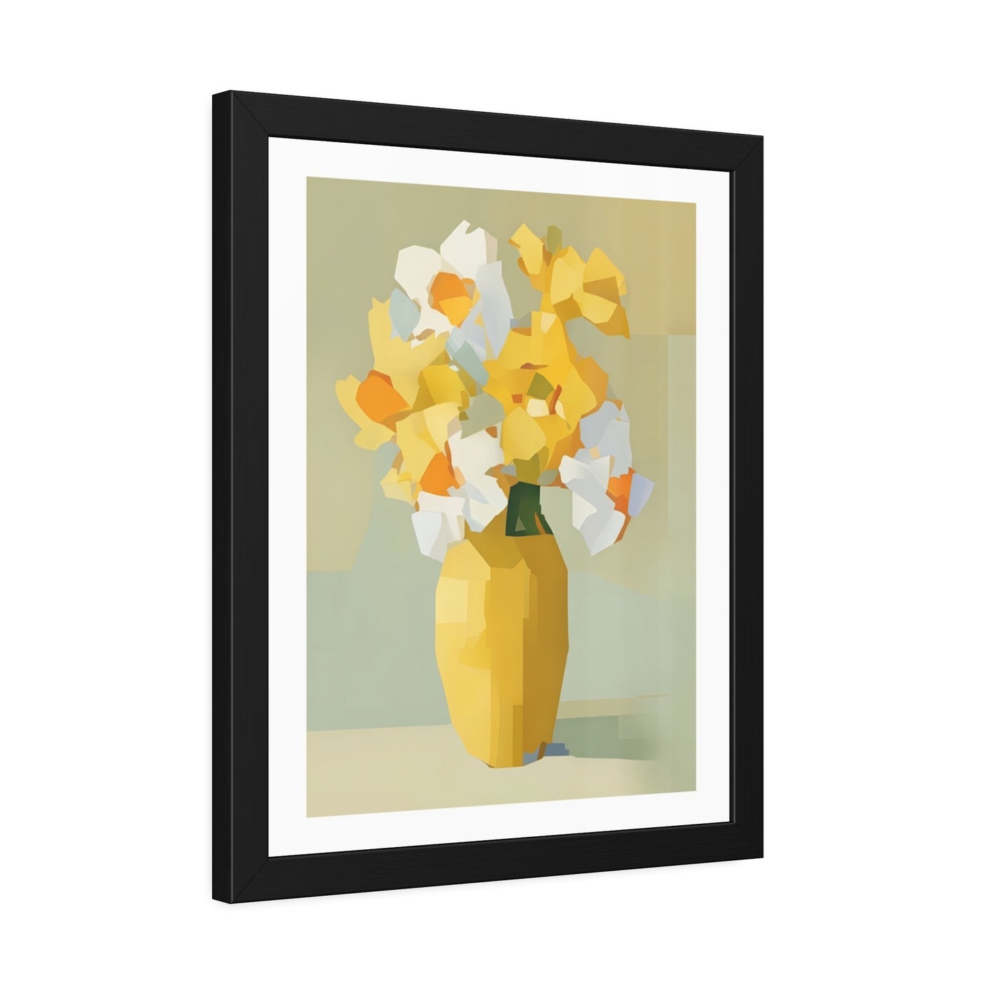 Framed Poster — Yellow Floral Vase Wall Art (Modern Abstract Bouquet)