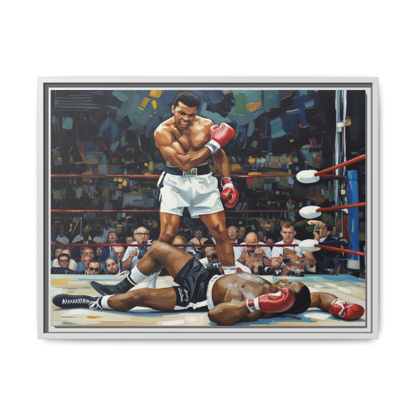 Framed Boxing Ring Canvas Print — Muhammad Ali Iconic Knockout Sport Art