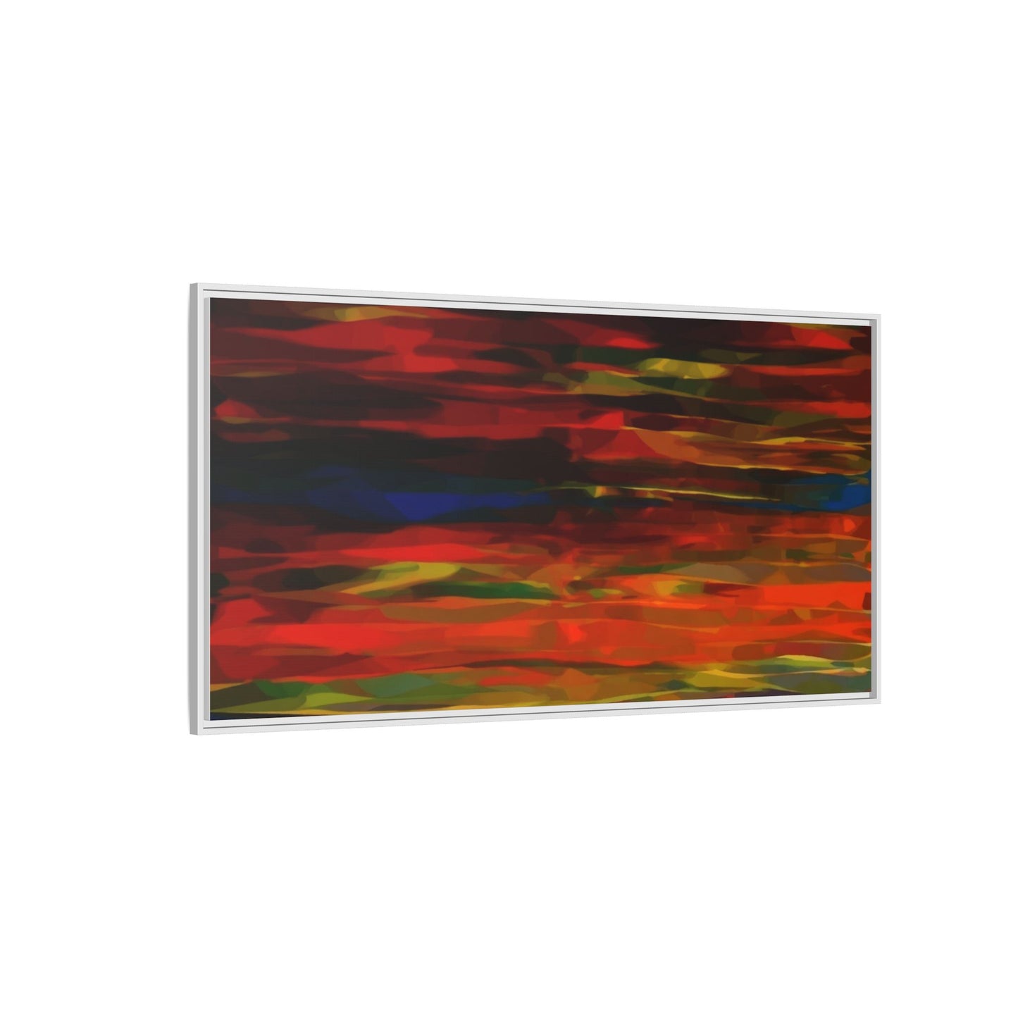 Abstract Multi-Color Matte Canvas Framed Wall Art — Bold Red & Blue Modern Painting